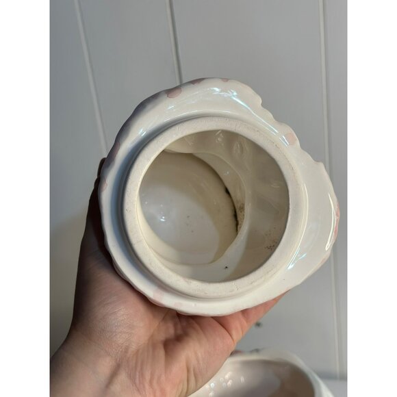 VTG Ceramic Cat Cookie Jar Dressed Kitty in Bonnet & Floral Dress Retro 90s 10" - Picture 6 of 10